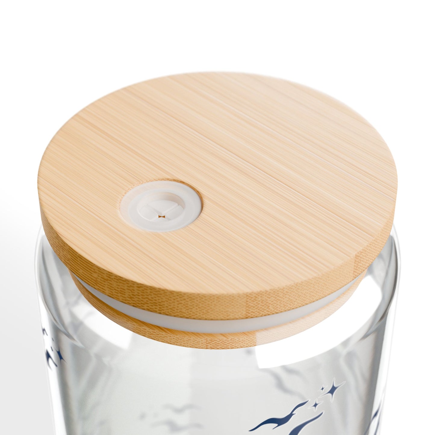 Coastal Sipper Glass Cup | Libbey Can Glass with Bamboo Lid