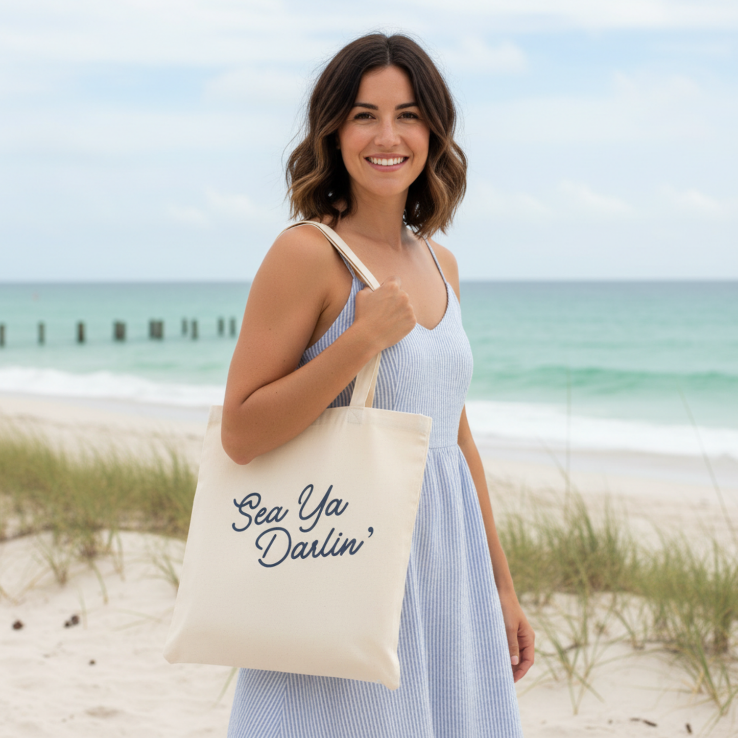 Sea Ya Darlin Tote Bag | Coastal Beach Tote