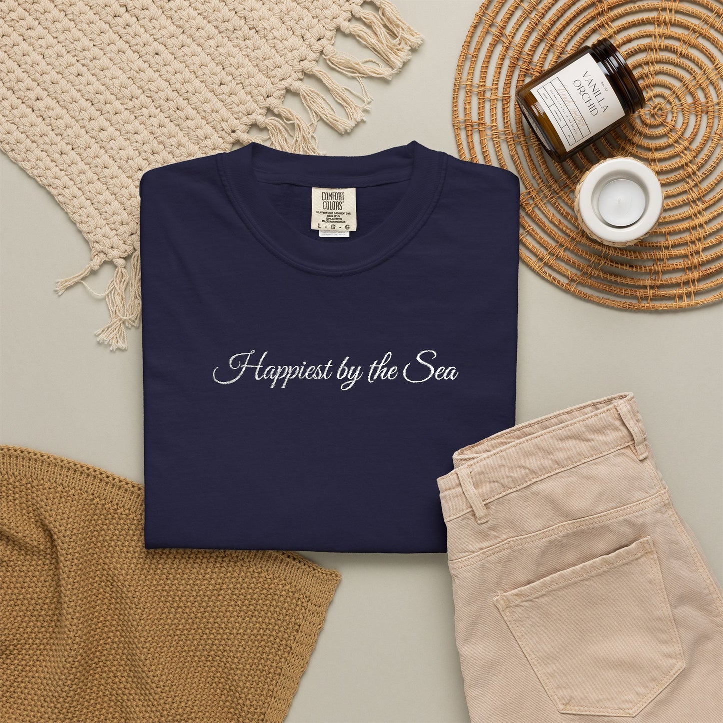 Happiest by the Sea Embroidered T-shirt
