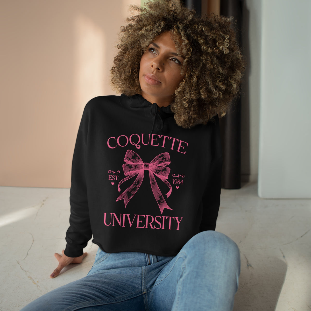 Coquette University Crop Hoodie