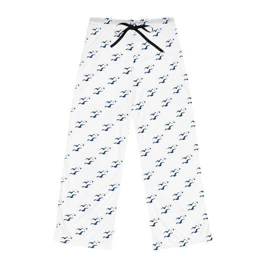 Sea Ya Darlin' Gulls Night Out white pajama pants featuring navy blue seagull print.