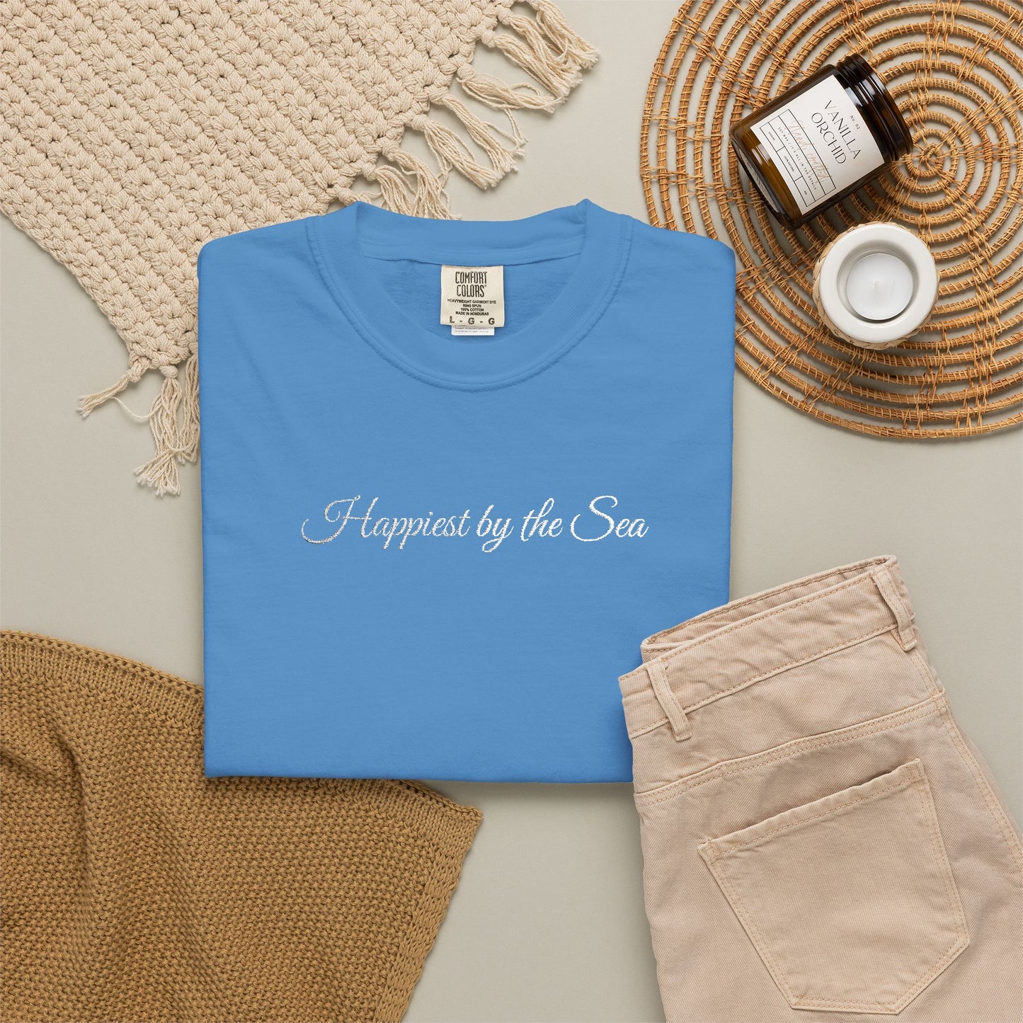 Happiest by the Sea Embroidered T-shirt